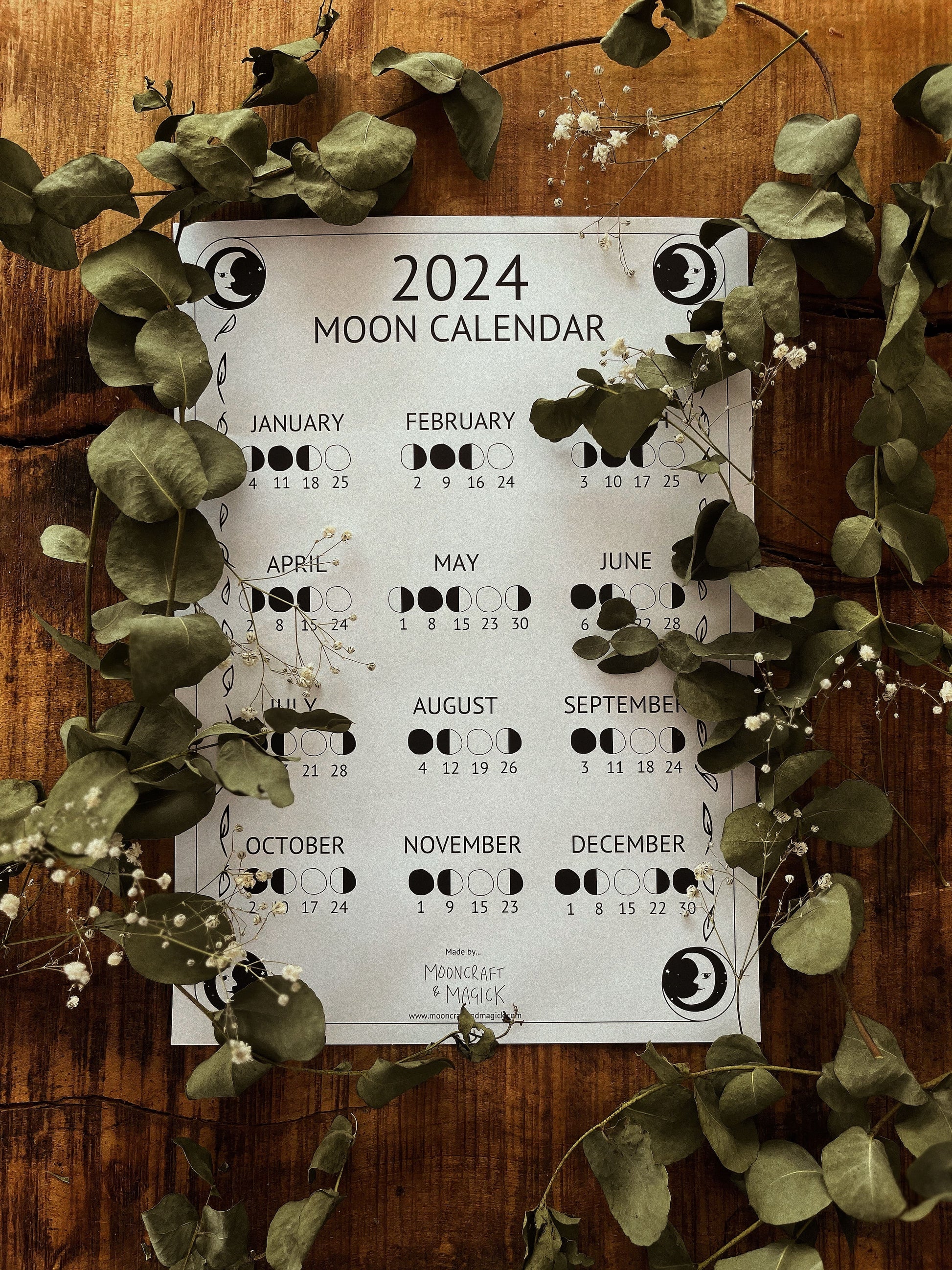 2024 Moon Lunar Calendar // Mini Pocket Calendar -  UK