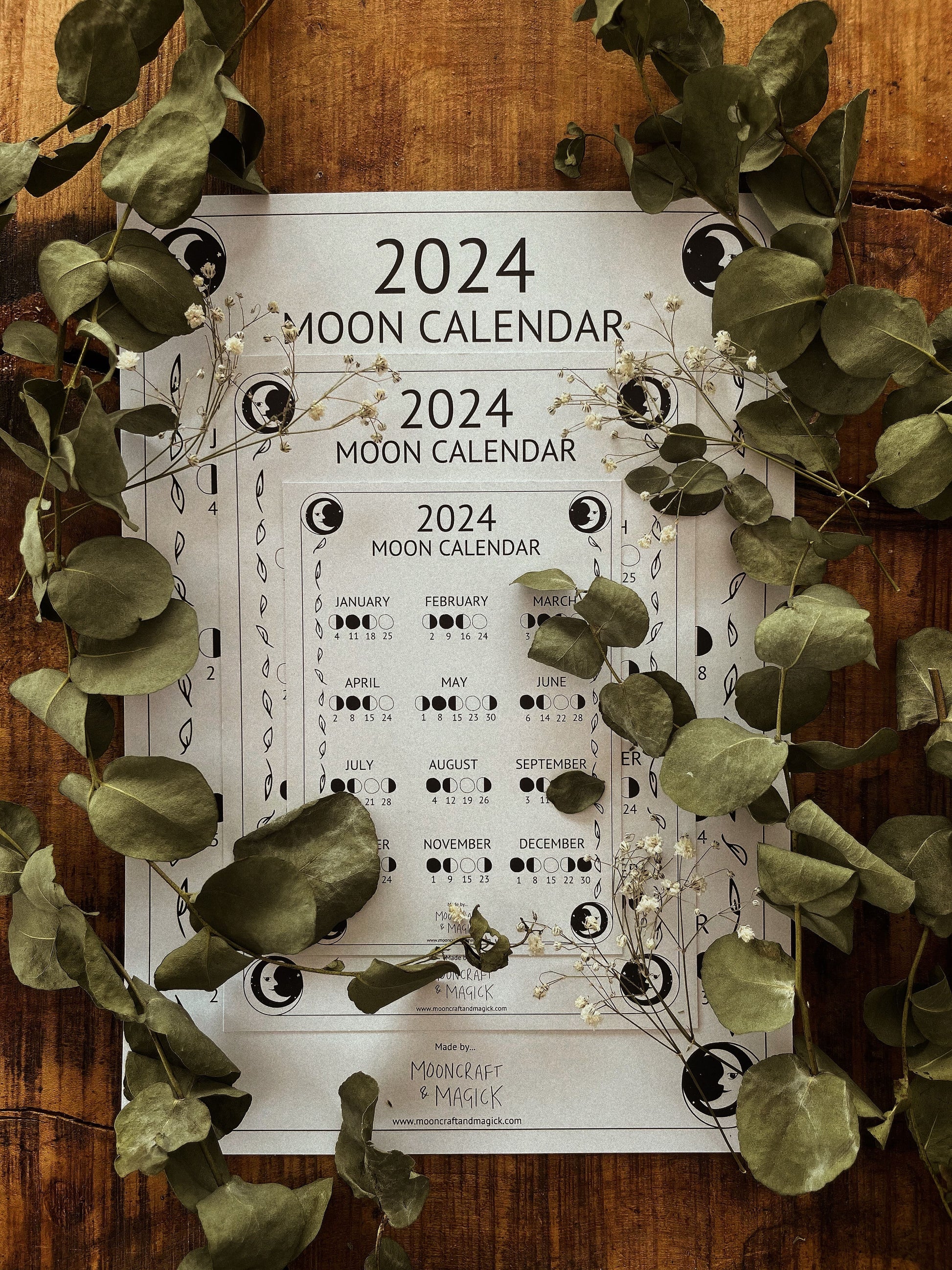 2024 UK Lunar Calendar, Physical copies – Mooncraft & Magick