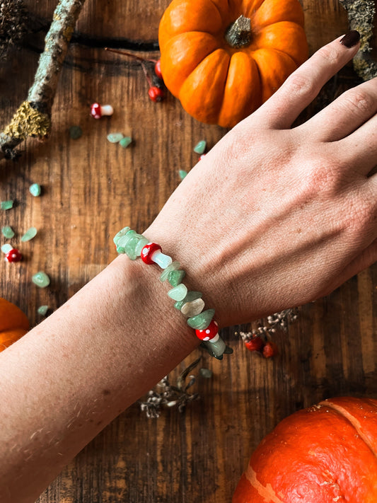 Green Aventurine + Mushroom Crystal Bracelet