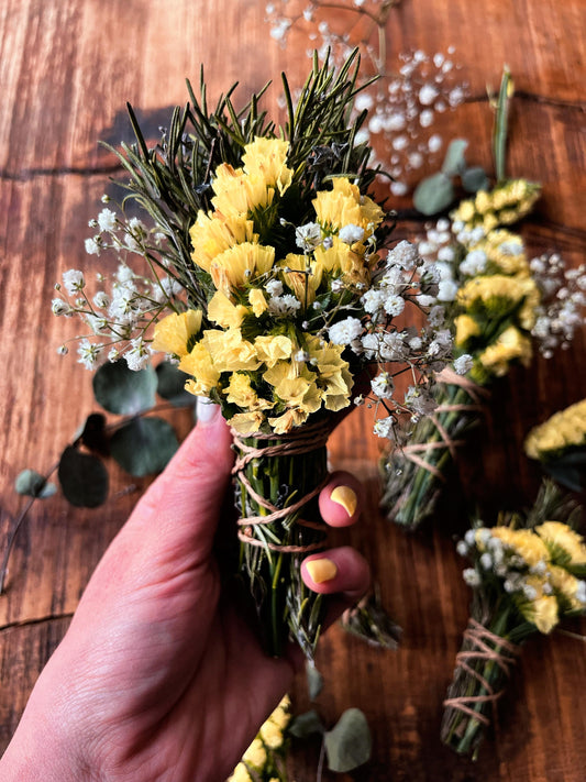 Rosemary, Yellow Statice + Gypsophila Cleansing Wand