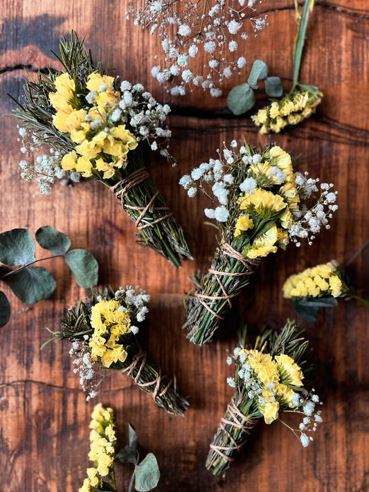 Rosemary, Yellow Statice + Gypsophila Cleansing Wand