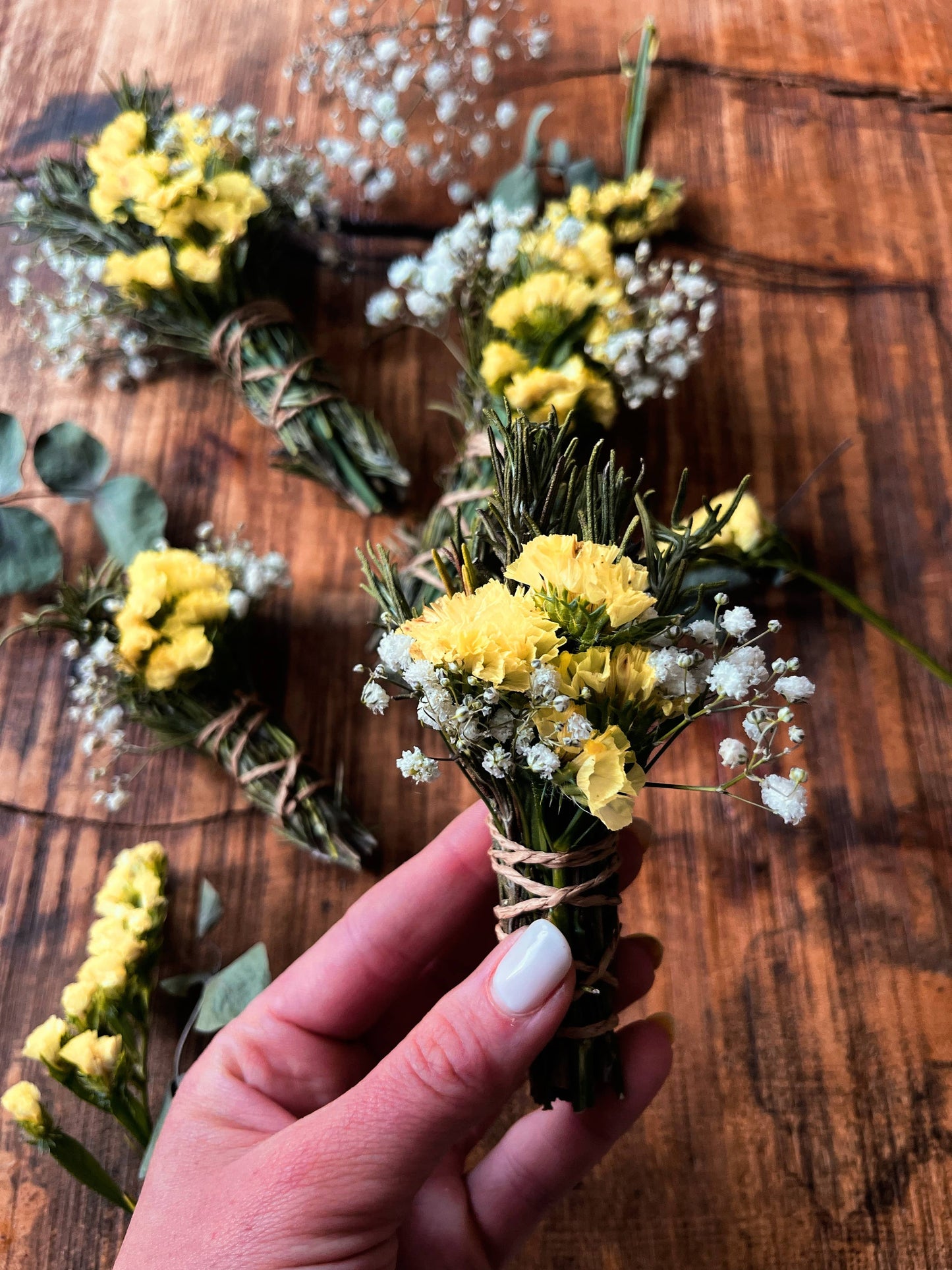 Rosemary, Yellow Statice + Gypsophila Cleansing Wand