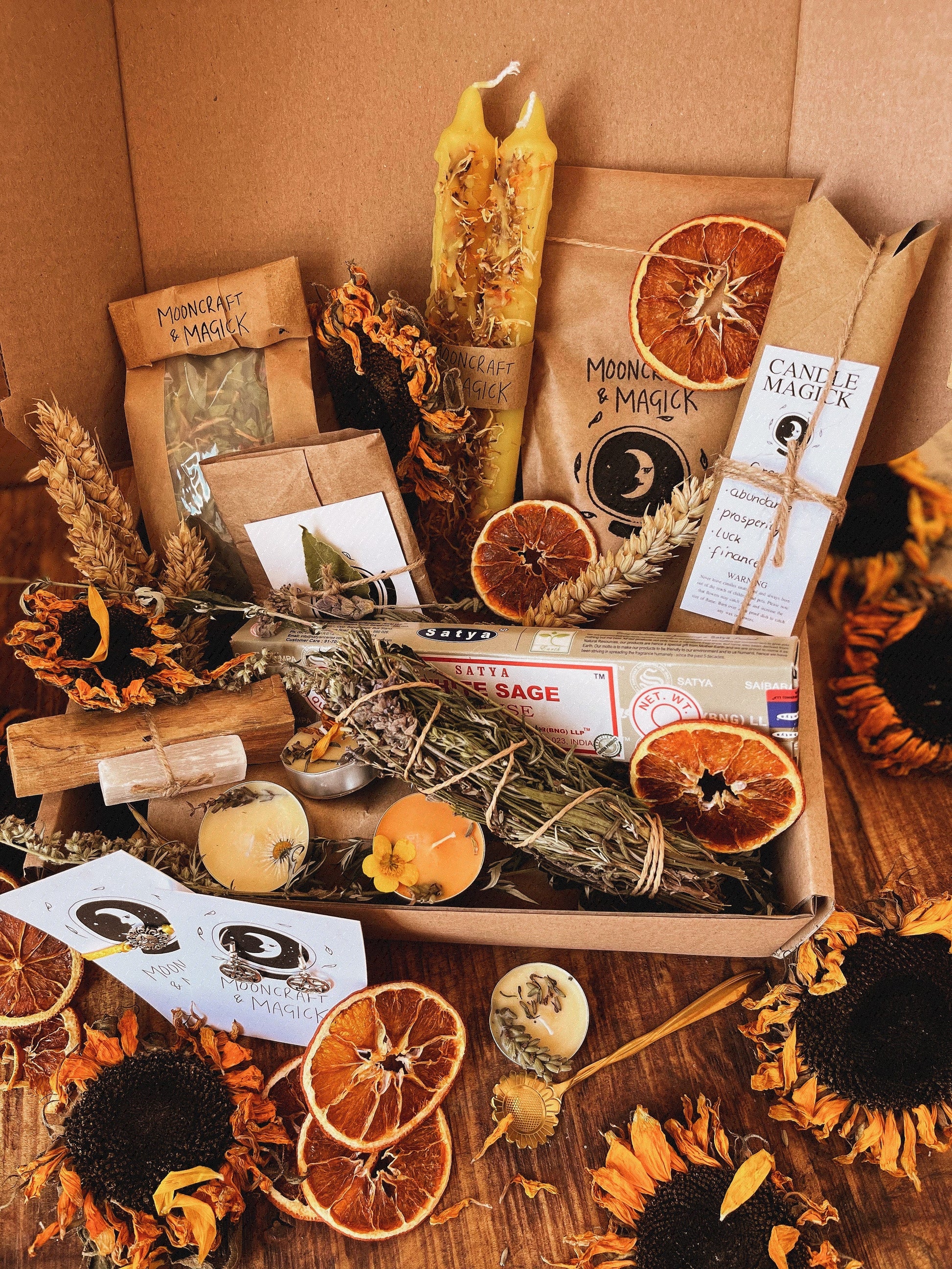 Magickal Mystery Gift Box showing various items that could be included in your mystery box